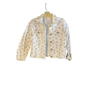 Little less girls, floral print ivory denim jacket, size 6
